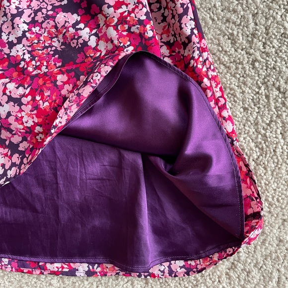 Express Floral Pink Purple Ruffle A-Line Sleeveless Mini Dress XS with Pockets - Picture 6 of 13
